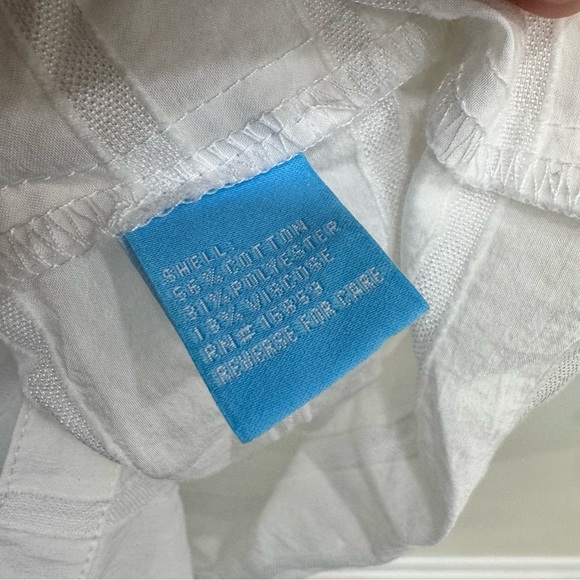 J. McLaughlin White Textured Button Cotton blend gorgeous lightweight Blouse SzL - Picture 4 of 5